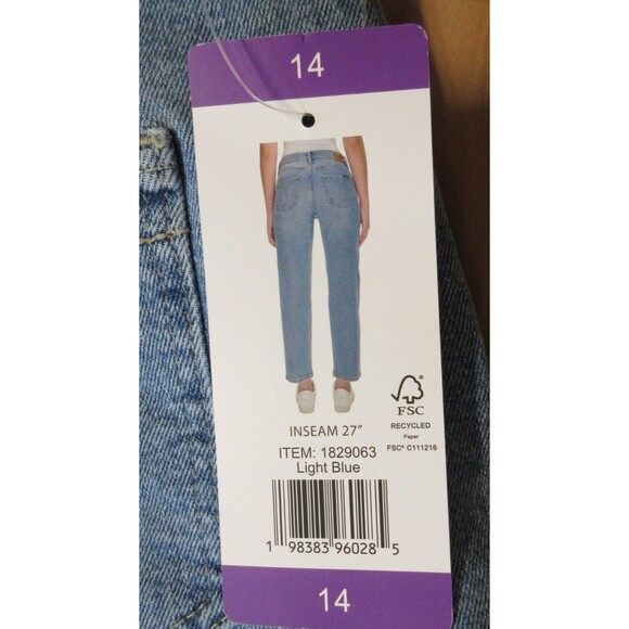 CALVIN KLEIN High Rise Straight Leg Jeans Sz 14 Light Blue Denim Crop Ankle NWT - Picture 7 of 15